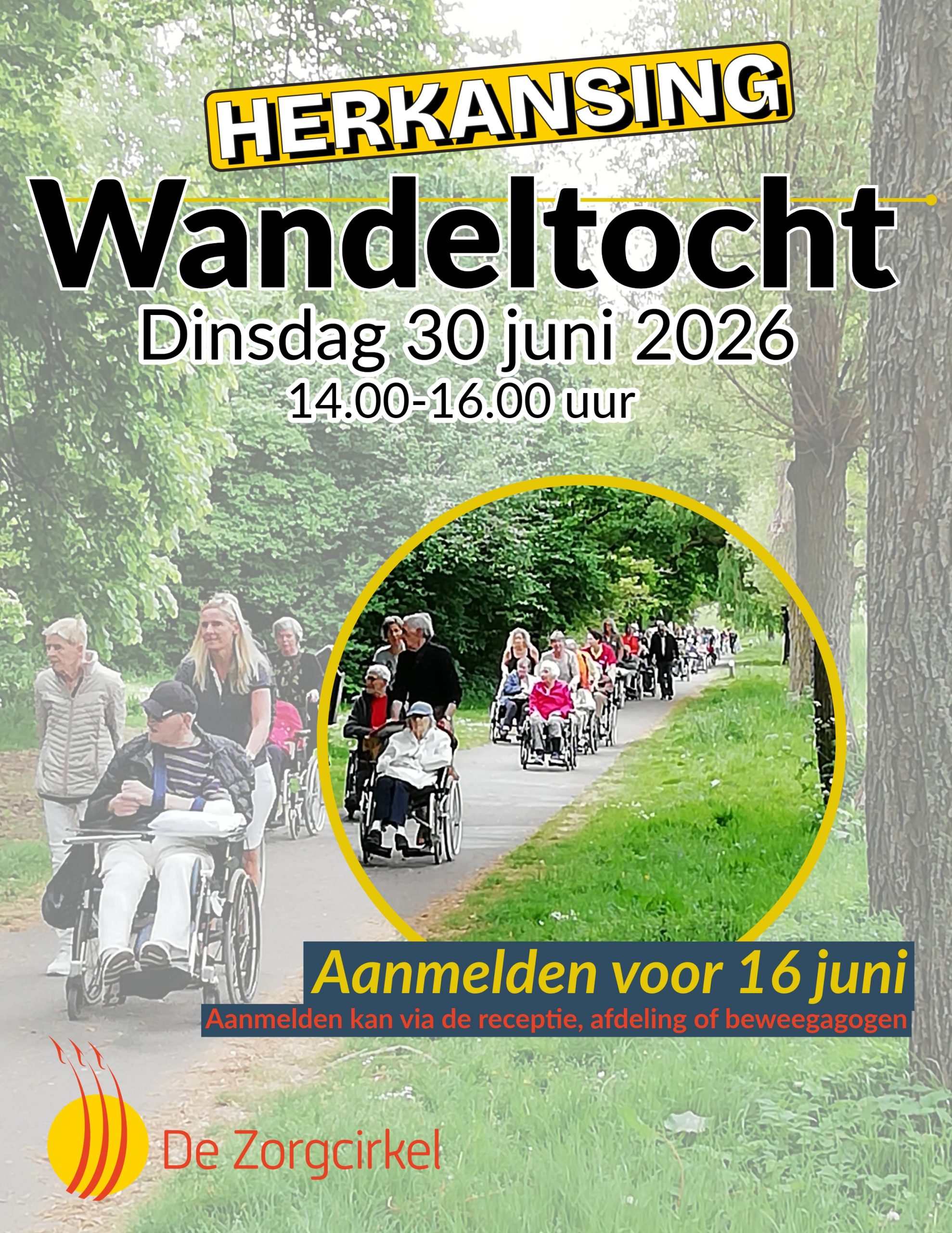Vrijwilligers gezocht voor onze jaarlijkse wandeltocht! 🚶‍♀️☀️Zorgcirkel locatie Westerhout